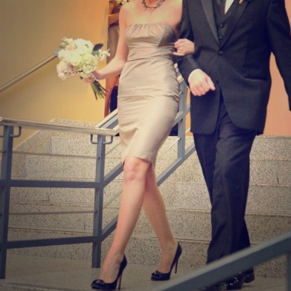 Lynn Lugo Champagne-Colored Strapless Dress - Picture 3 of 9